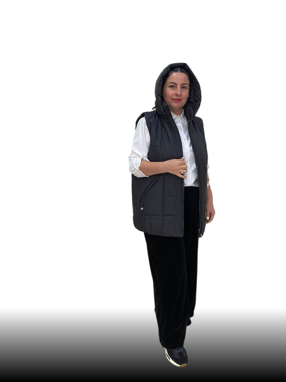  ქალთა შავი ვესტი დიდი ზომის მოსახსნელი კაპოტი, შესანიშნავი არჩევანი თბილი სეზონისთვის.