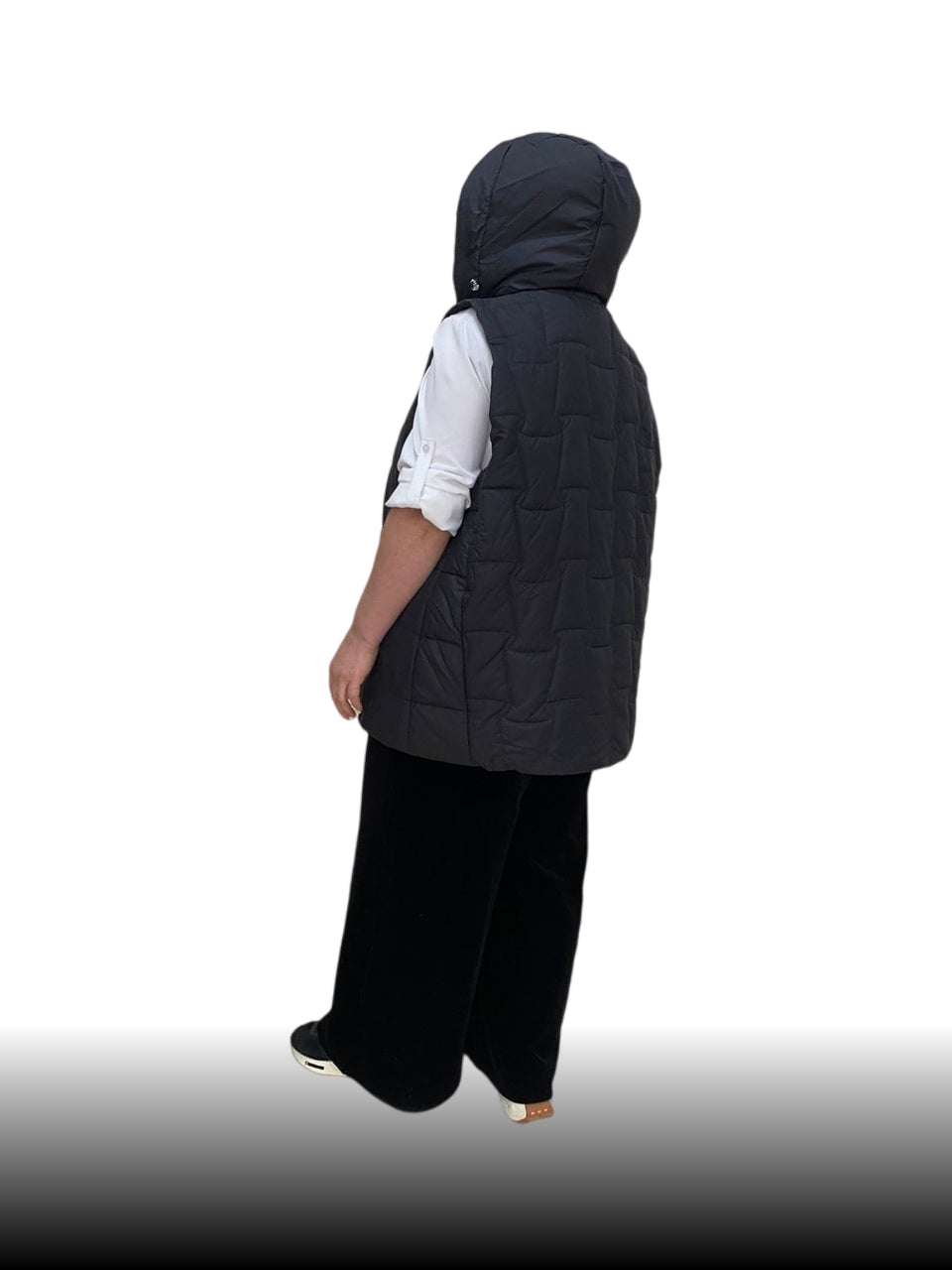 ქალთა შავი ვესტი დიდი ზომის მოსახსნელი კაპოტი, იდეალური დასასვენებლად და გართობისთვის.