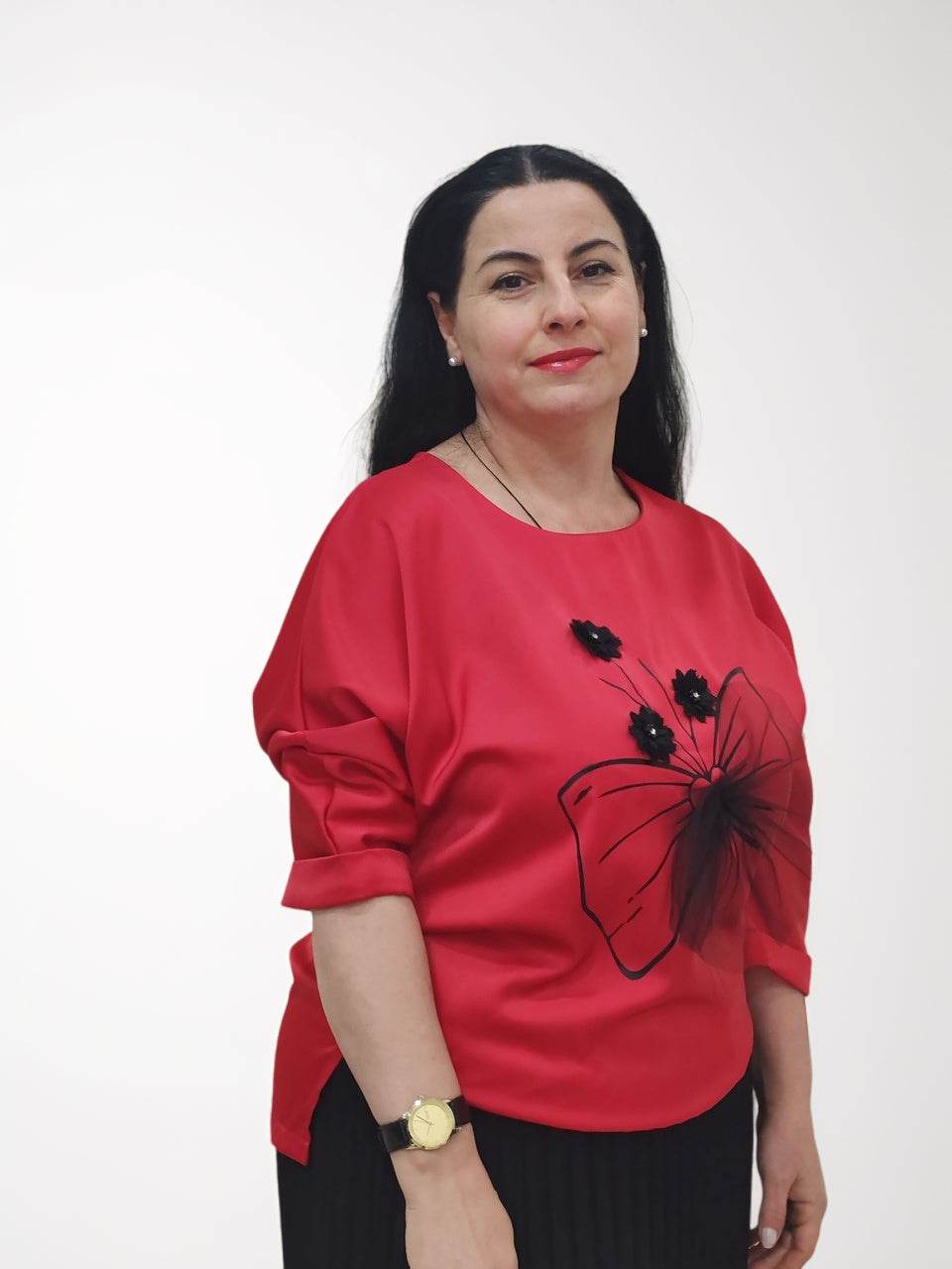აბრეშუმის ბლუზა გაფორმებული 3D თასმით - სელექცია მდიდრული სტილისა და კომფორტისთვის - Just econom
