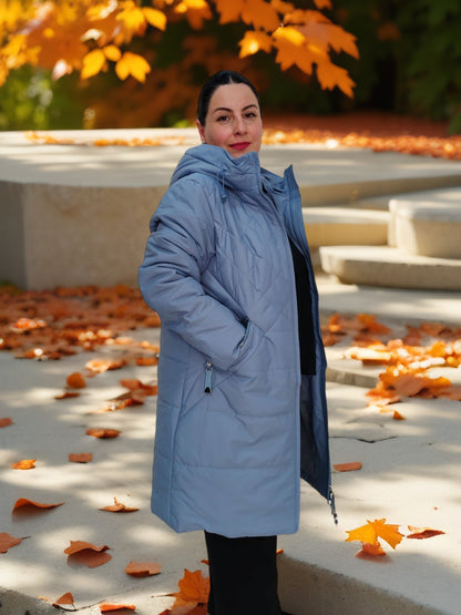 თბილი და თხელი ქურთუკი გვერდითი ჯიბეებით პლუს ზომის ქალებისთვის - Just Econom