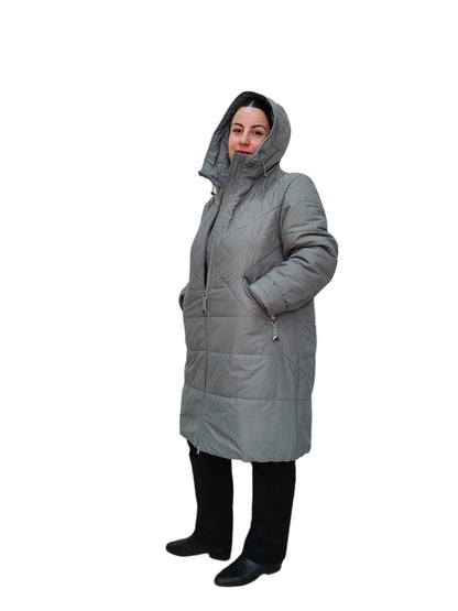 ქურთუკი - ქალბატონებისათვის შექმნილი თბილი და თხელი ქურთუკი ჯიბეებით პლუს ზომით.