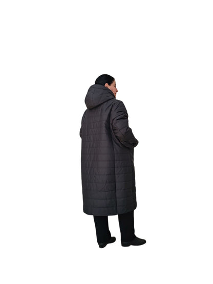 გრძელი ქალის სტილი ქურთუკი პლუს ზომით: გაიარეთ ზამთრი კომფორტულად.