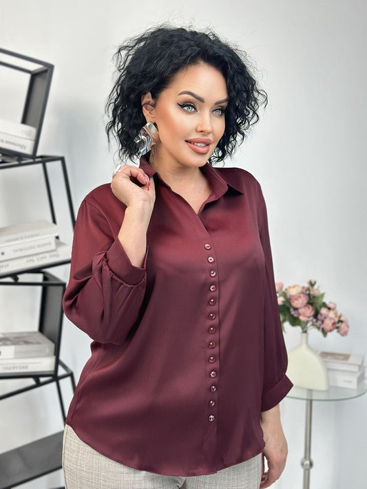 კლასიკური აბრეშუმის ბლუზა პატარა ღილებით, ყველა ზომის - ელეგანტურობა და კომფორტი თქვენი გარდერობი-სთვის